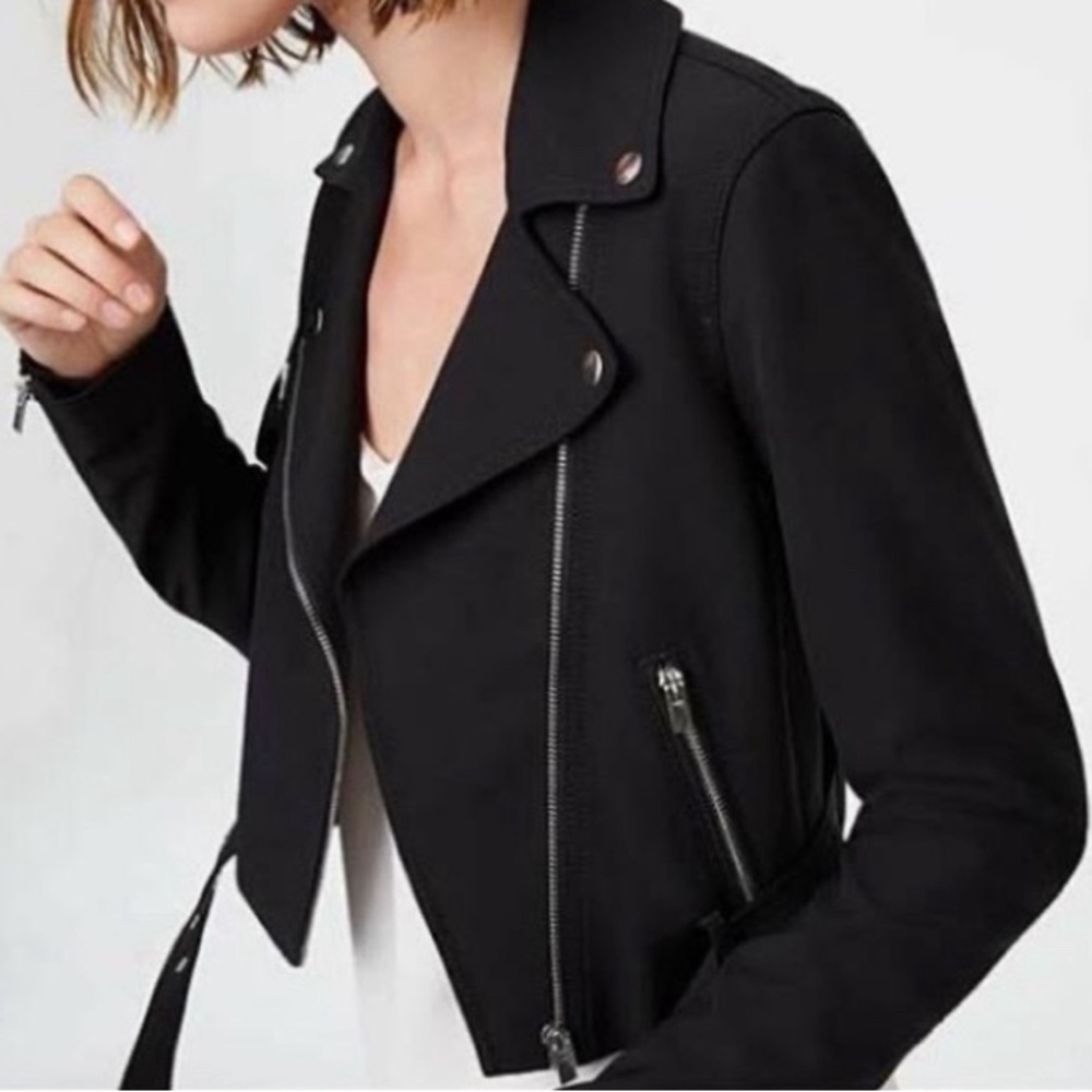 Who What Wear Black Moto Jacket Full Zip Women's Size Small